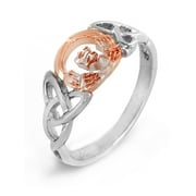 WEST COAST JEWELRY Coastal Jewelry Two Tone Stainless Steel Celtic Claddagh Ring