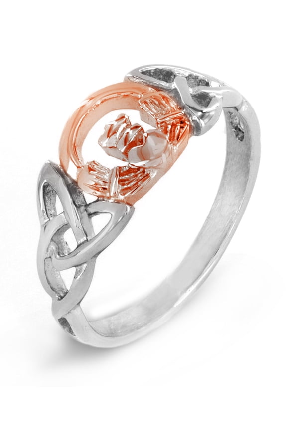 Women's Celtic Claddagh Two Tone Steel Ring
