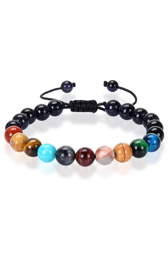 Jewelry Women's Solar System Sandstone Adjustable Bracelet (8mm)