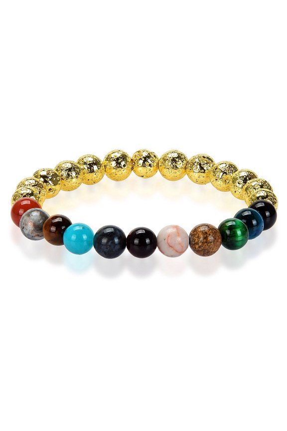 Jewelry Women's Solar System Golden Lava Stretch Bracelet (8mm)