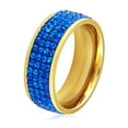 thumbnail image 1 of ELYA Jewelry Women's Blue Crystal Stones Gold Plated Stainless Steel Band Ring (8mm Wide), 1 of 4