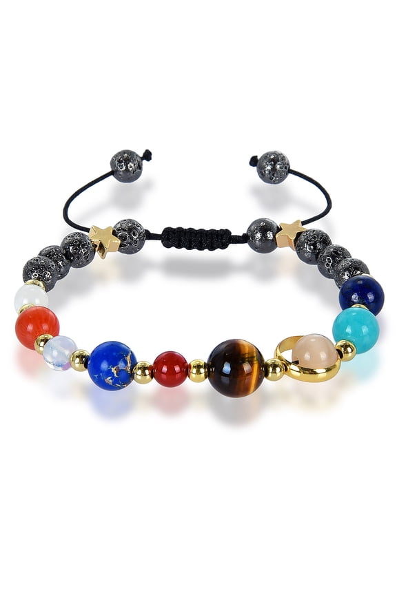 Jewelry Women's Solar System Natural Stone Beaded Adjustable Bracelet