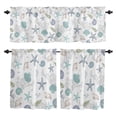 thumbnail image 1 of Coastal Kitchen Curtains and Valances Set, Rod Pocket Ocean Theme Tier Curtains, 3 Piece Nautical Starfish Seashells Short Cafe Drapes Sea Coral Beach Conch Window Treatments Set, C, 1 of 7