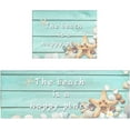 thumbnail image 1 of Coastal Kitchen Rugs - Kitchen Mat Set of 2, Blue Kitchen Rugs and Mats, Kitchen Sink Floor Mat, Non Slip Kitchen Rug Set, Ocean Beach Kitchen Decor Accessories, Kitchen Beach Mat 17x24 and 17x48 Inch, 1 of 5