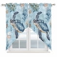 thumbnail image 1 of Coastal Kitchen Window Curtains, Swag Curtains Valance for Bedroom Living Room Bathroom, Sea Turtle Summer Beach Nautical Coral Rod Pocket Window Treatment Curtain Block Drapes 2 Panels 36"x45", 1 of 9