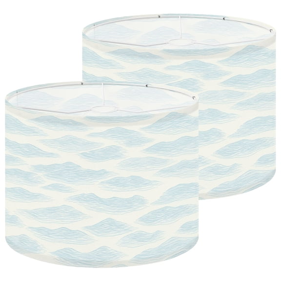 Coastal Lampshades 2 Pack Coastal Sky Blue Waves Flowing Lines Curved Patterns Ocean 13"x13"x10" Light Shade for Table Lamps Floor Lamps Drum Lamp Shades Lampshade Replacement Easy Assembly