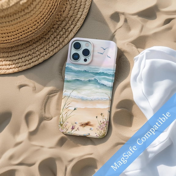 Coastal Landscape Collage Phone Case Beach Ocean Art Design Cover Fits iPhone Samsung Galaxy Pixel