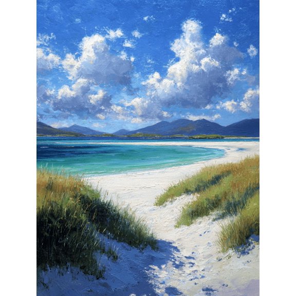Coastal Landscape Oil Painting Canvas Wall Art，Vacation Home Decor for Living Room Bedroom