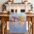 thumbnail image 1 of Coastal Landscape Table Runner, Summer Seascape Funny Starfish Conch Shadows Cotton Linen Kitchen Table Decoration Washable Dining Tabletop Runners for Home Party Decor 14x72 Inches, 1 of 9