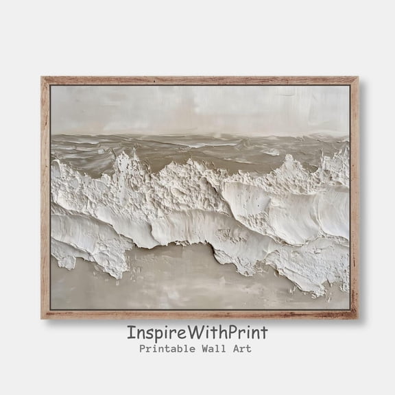 Coastal Landscape Wall Art, Boho Beach Print, Moody Ocean Wave Print, Neutral Seascape Art Printable Muted Color Sea Print, Waves, Size 8x12 UNFFRAMED F03.1.5l1729