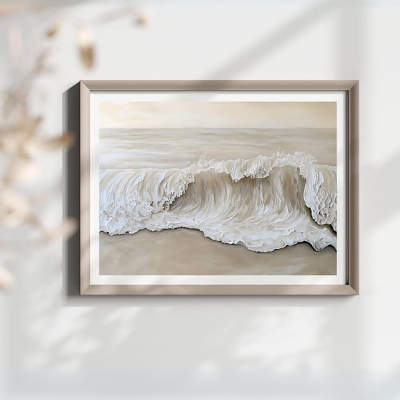 Coastal Landscape Wall Art, Boho Beach Print, Moody Ocean Wave Print, Neutral Seascape Art Printable Muted Color Sea Print, Waves, Size 8x12 UNFFRAMED F03.1.5l1724