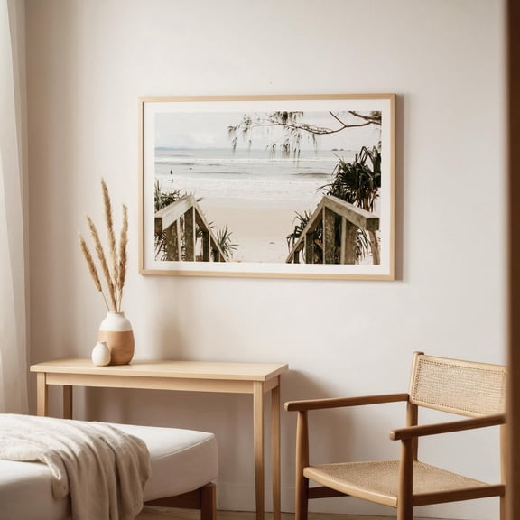 Coastal Landscape Wall Art Poster Boho Beach Poster For Living Room Beach House Sunset Ocean Poster For Housewarming Surfer Poster, Unframed Poster Size 16x24