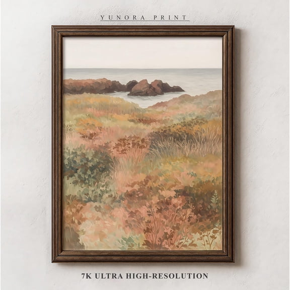 Coastal Landscape, Warm Earth Tone Poster, Wall Art Poster, Unframed Poster Size 8x12