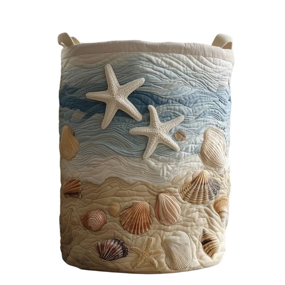 Coastal Laundry Basket with Handles Large Storage Basket Clothes Hamper Cotton Rope Basket Toy Bin Nursery Organizer for Blankets Towels Bedroom Bathroom Home Decor
