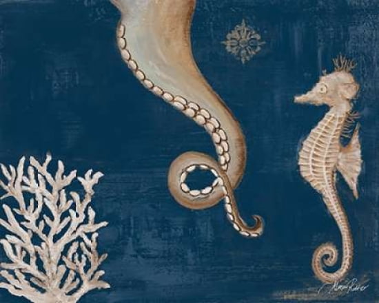 Coastal Life on Blue II Canvas Art - Gina Ritter (24X30)