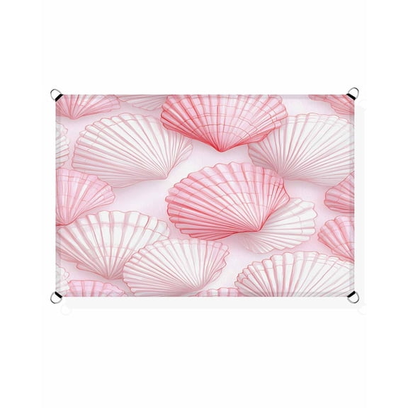 Coastal Light Sun Shade Sail 6.5'X10' Pink Seashell Ocean Beach Summer UV Block Outdoor Sail Shades Breathable Waterproof Rectangular Sunshade for Patio Garden Pool Pergola Porch