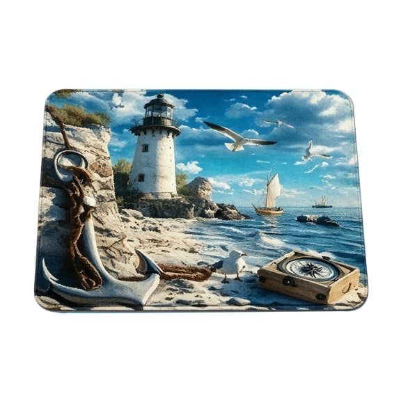 Coastal Lighthouse Anchor Floor Mat Nautical Ocean Theme Doormat