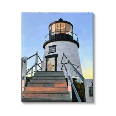 Coastal Lighthouse Beacon Coastal Graphic Art Gallery Wrapped Canvas Print Wall Art