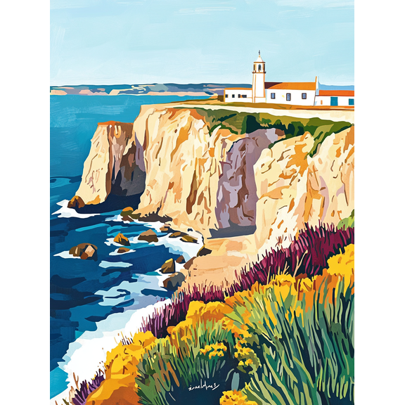 Coastal Lighthouse Cliff Canvas Painting Suitable for Living Room Bedroom Office Bathroom and Hotel Decoration