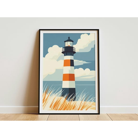 Coastal Lighthouse Nautical Ocean View Beach Landscape Coastal Lighthouse Scenic Travel Poster Unframed Paper Print