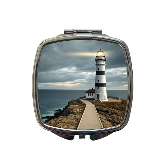 Coastal Lighthouse Ocean Travel Makeup Handbag Purse Small Pocket Compact Mirror