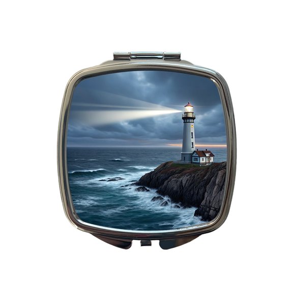 Coastal Lighthouse Rugged Travel Makeup Handbag Purse Small Pocket Compact Mirror