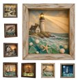 thumbnail image 1 of Coastal Lighthouse Sea Glass Shadow Box Night Light, Handmade Sea Glass Wall Art Decoration with LED Warm Glow, Beach Ocean Wall Hanging Decor for Bedroom, Shelf, Entryway Gift, 1 of 8