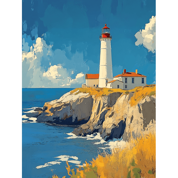 Coastal Lighthouse Seascape Canvas Art Print Suitable for Living Room Bathroom and Hotel Decoration.