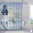 thumbnail image 1 of Coastal Lighthouse Shower Curtain, Bluish Violet Ocean Shower Curtain Sets for Bathroom,Waterproof Sailboat Nautical Shower Curtain Decor Accessories with Hooks 70X72 inch, 1 of 8