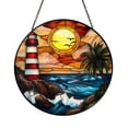 Coastal Lighthouse Stained Glass Style Window Hanging – Home Decor Art ...