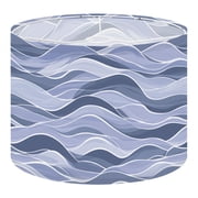 Large Coastal Lamp Shade Set Of 2 – 13x13x10" Drum Shades, Navy Blue Turquoise Starfish Pattern, Fabric, Fits E26/E27/E14 With Adapter Rings