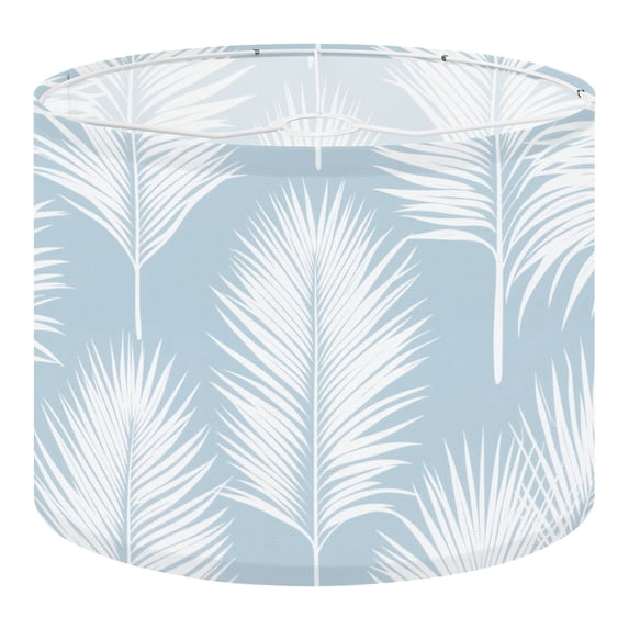 Coastal Linen Drum Lampshades Palm Coastal Hampton Blue Palm leaves Beach 13"x13"x10" Light Shade for Table Lamps Floor Lamps Drum Lamp Shades Lampshade Replacement Assembly Required