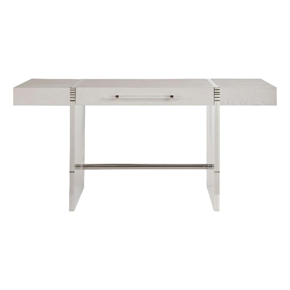 Soft White Oak Writing Desk with Acrylic Legs and Drawer