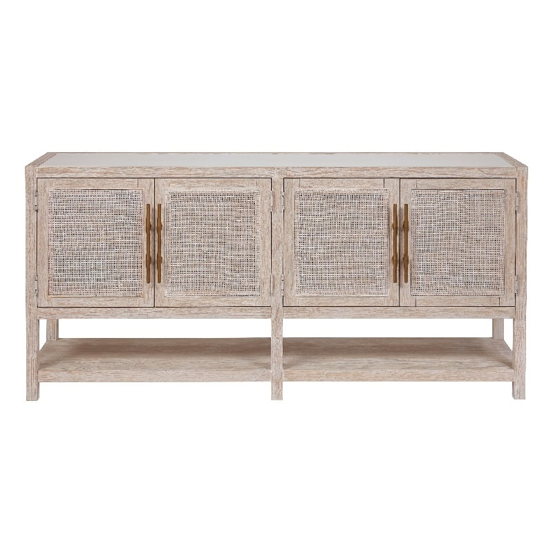 Beige Transitional 76'' Sideboard with Bronze Hardware