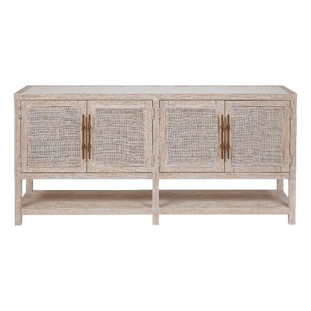 Beige Transitional 76'' Sideboard with Bronze Hardware