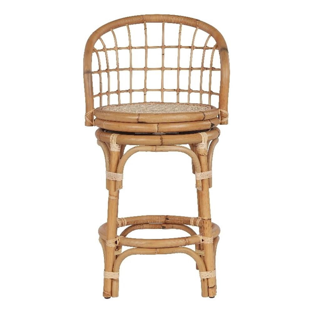 Natural Brown Rattan Swivel Counter Stool
