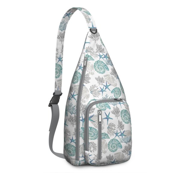 Coastal Living Sling Backpack&nbsp;- Nautical Anchor & Wave Print Crossbody Bag, Multi-Functional Travel Pack