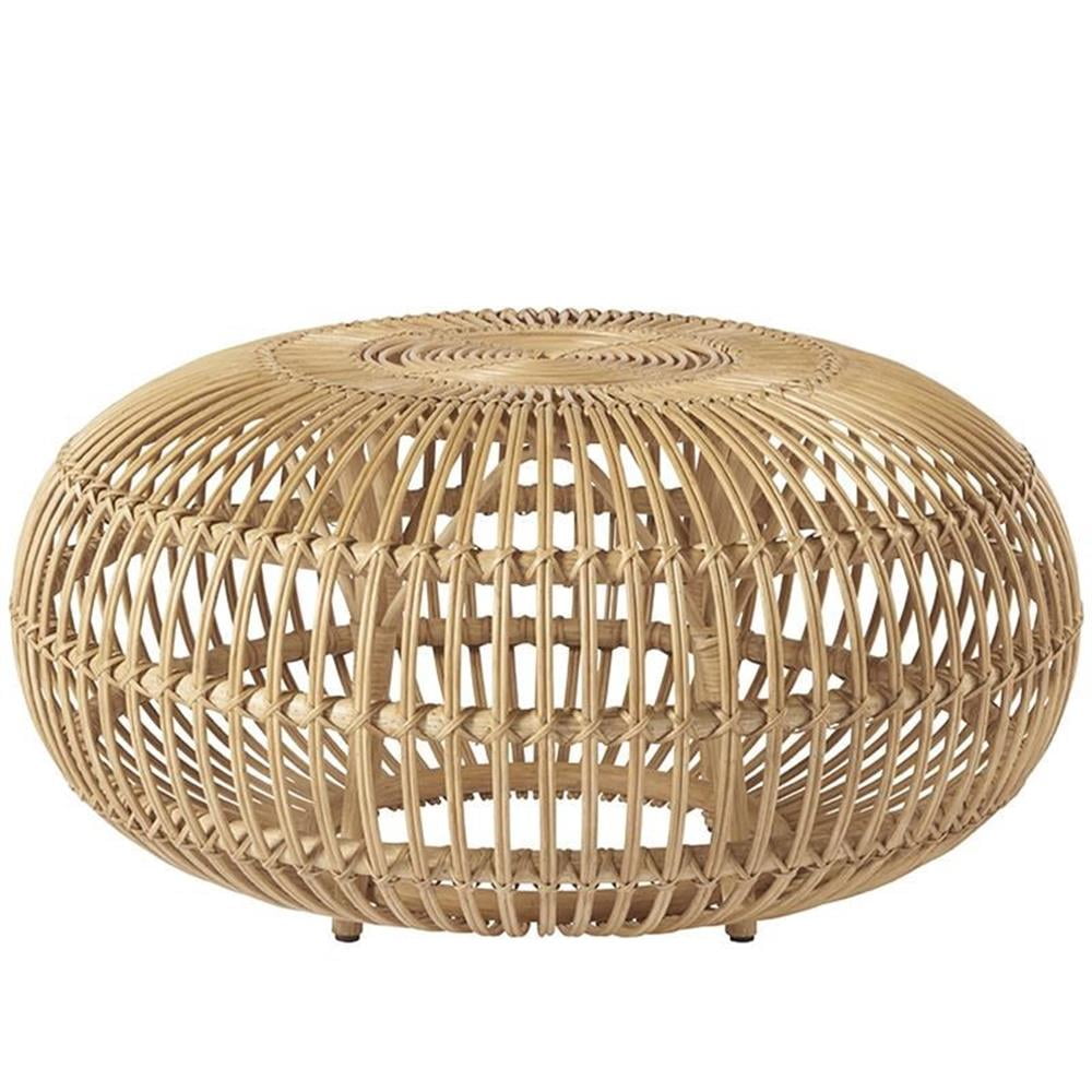 Coastal Charm Round Rattan Coffee Table, 36" Brown
