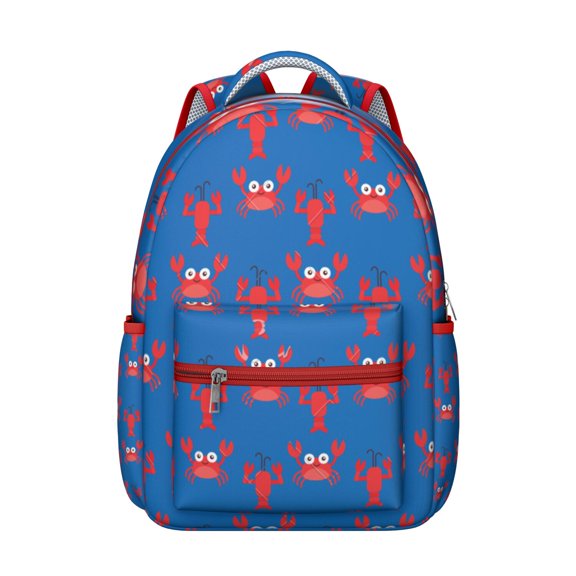 Coastal Lobster and Starfish Backpack for Student Durable Waterproof School Bag with Cute Crustacean and Tropical Beach Print, Breathable Foam Padding, Adjustable Straps for School and Travel
