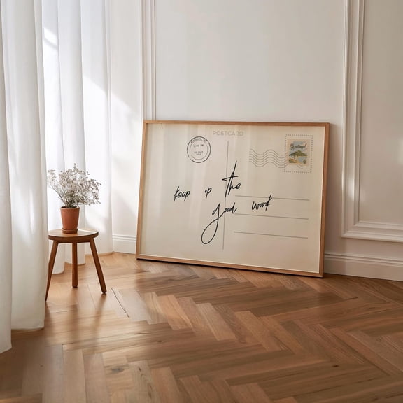 Coastal Love Letter Keep Up The Good Work Postcard Art, Unframed Paper Poster 8x10in