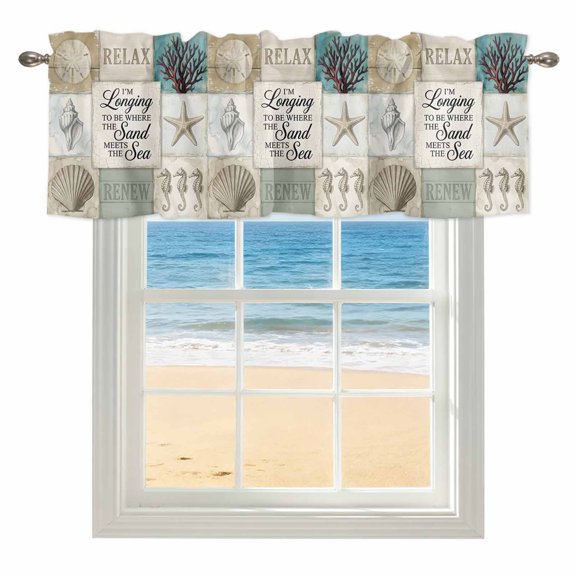 Coastal Marine Kitchen Valances for Windows 42x18 Inch Kitchen Curtains Valances Rod Pocket Relax Inspirational Corals Starfish Shells Bathroom Window Valances for Window Treatment Decor
