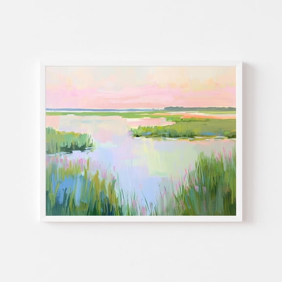 Coastal Marsh Art Print Wetlands Sunset Wall Art Unframed Paper Print