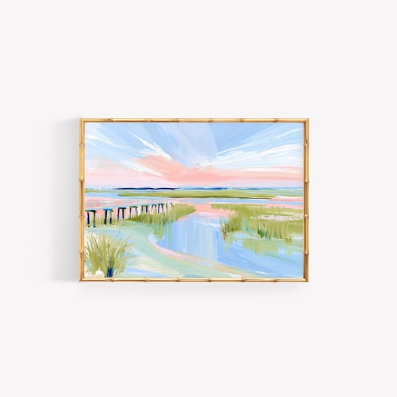 Coastal Marsh Wall Art Print Pastel Dorm Decor