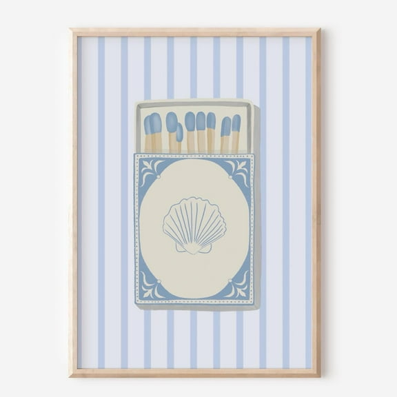 Coastal Matchbox Art Print, Trendy Beach Decor, Blue Matchbox Poster, Matchbox Print, Wall Decor Wall Art, Modern Wall Decor, 8x12 UNFRAMED