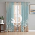 thumbnail image 1 of Coastal Mermaid Anchor Sheer Curtains 96 Inch Length 2 Panels Set, Summer Coral Ocean Vintage Wood Voile Window Treatment Semi Sheer Long Curtains Drapes for Bedroom/Living Room/Kitchen 52"x96"x2, 1 of 7