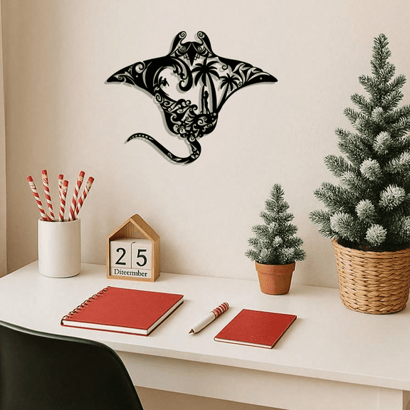 "Coastal Metal Wall Art - Nautical Beach Decor for Living Room, Bedroom, Bathroom | Modern Ocean-Themed Wall Hanging with Surfboard, Waves Minimalist Beach House Decor, Seaside Wall Art Beach Lovers