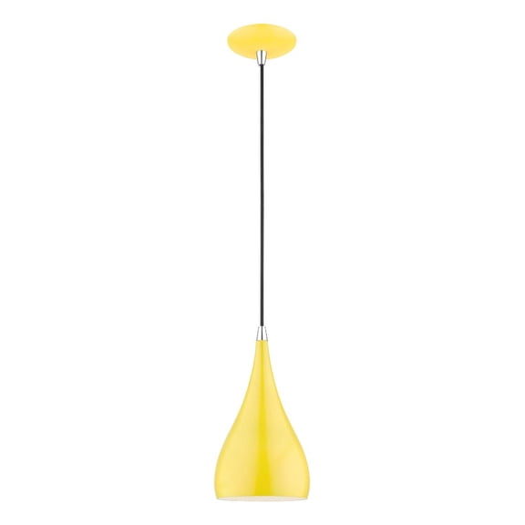 Coastal Mid Century Scandinavian One Light Chandelier-Shiny Yellow/Polished Chrome Finish Bailey Street Home 218-Bel-4828700