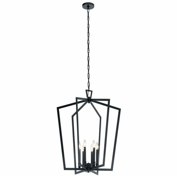 Coastal Modern Farmhouse Six Light Chandelier-Black Finish Bailey Street Home 147-Bel-3087060