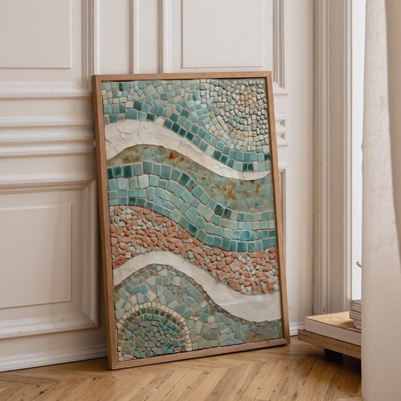 Coastal Mosaic Abstract Tile Pattern Option Kwc Poster , Poster Print ...