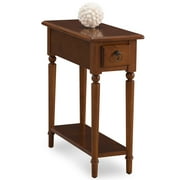 Leick Home 20017-PC Coastal One Drawer Narrow Side Table with Shelf, Pecan